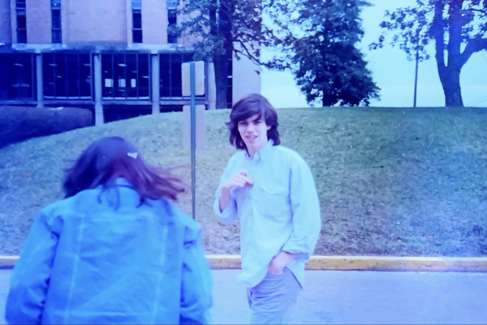 David Rhoden and Amanda outside Morrill Hall, 1987