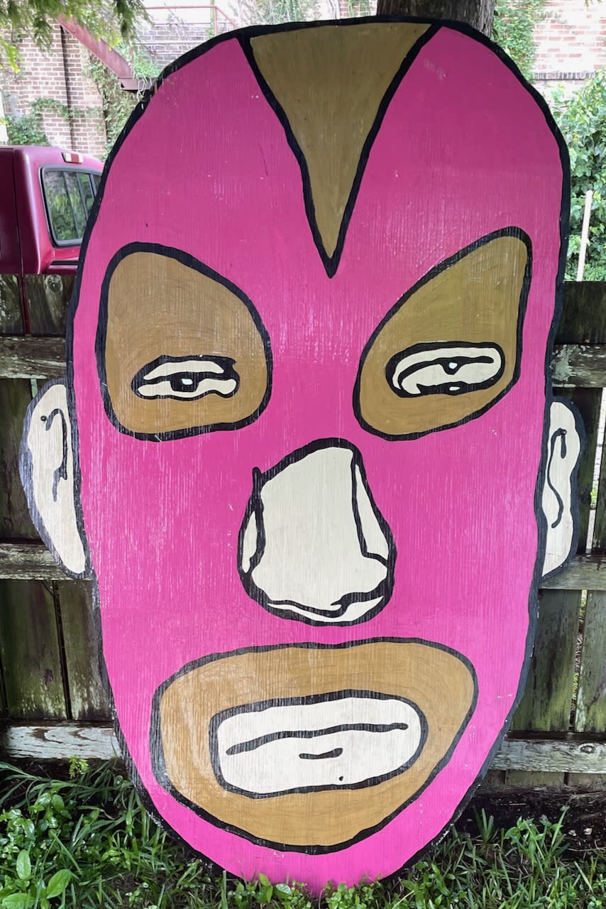 Pink luchador with Ears after washing