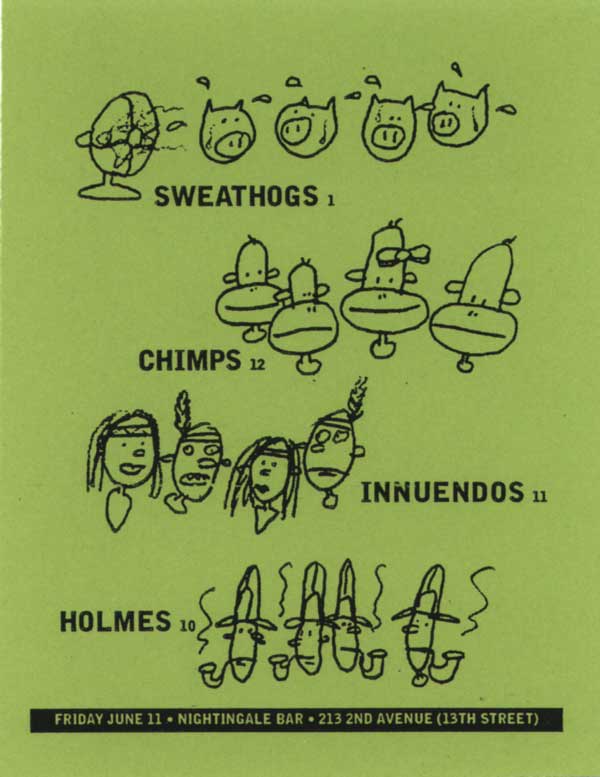 flyer for Innuendos show with Chimps and Holmes flyer for Innuendos show with Chimps and Holmes