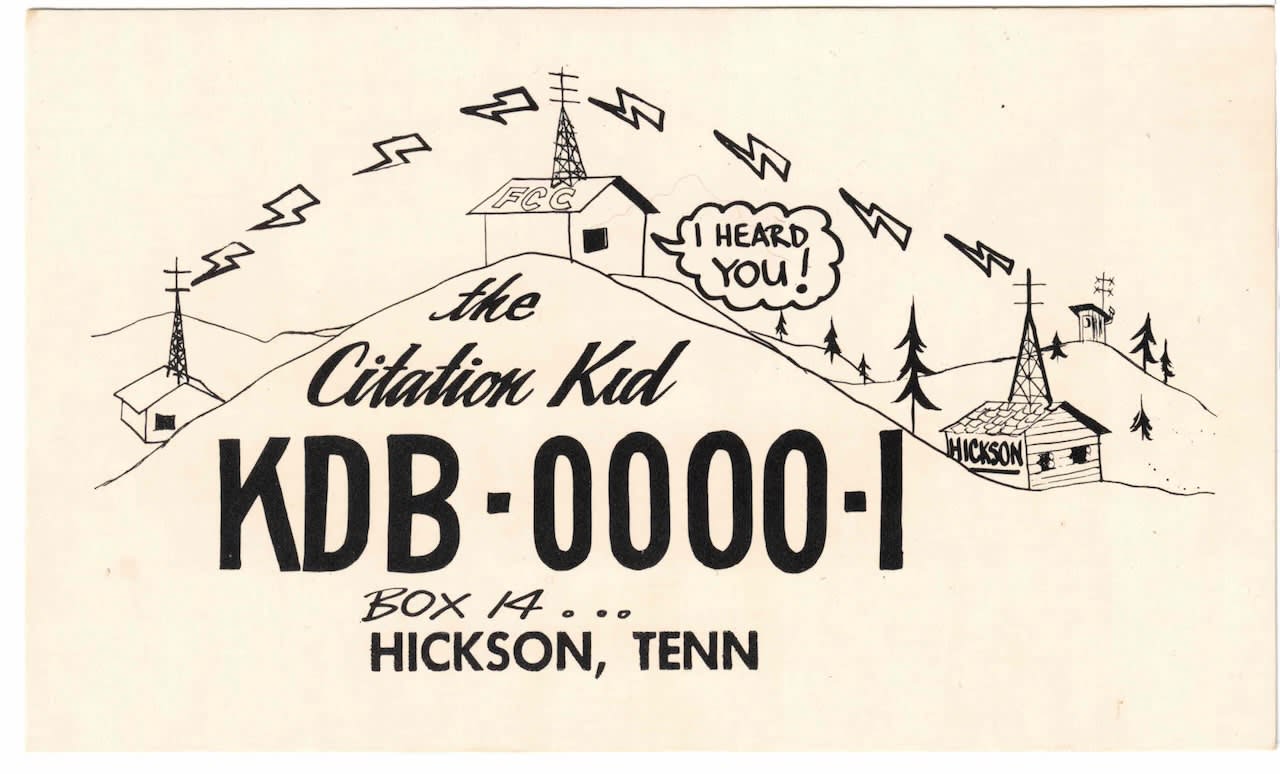 QSL card from "The Citation Kid", Hickson (Hixson) Tennessee.