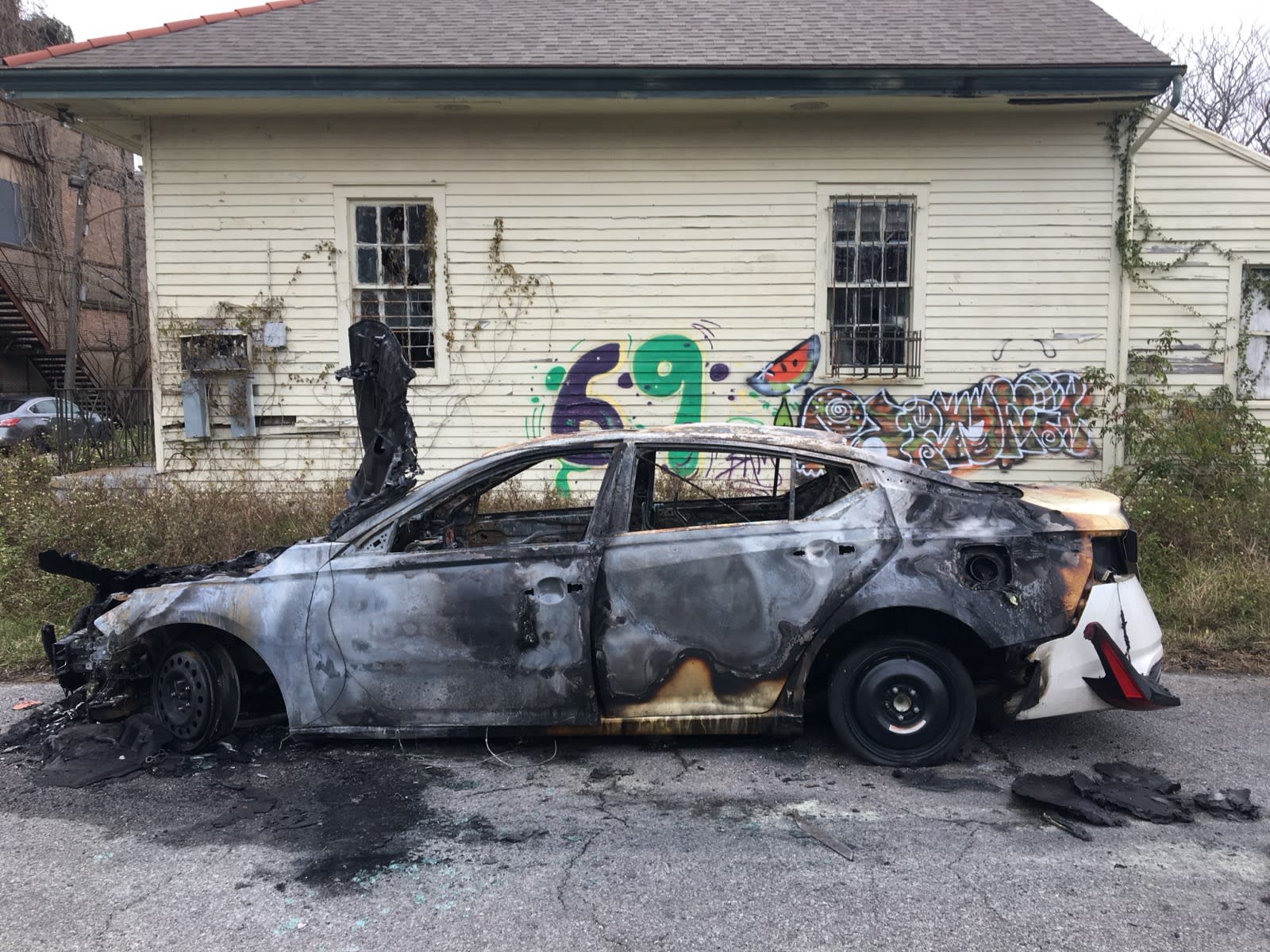burned Altima on Alhambra Street burned Altima on Alhambra Street