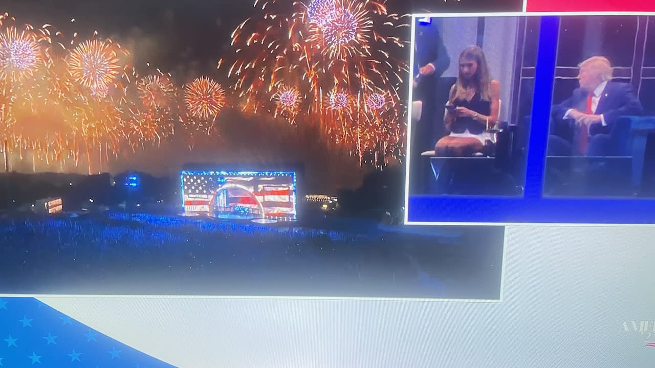 President of the United States of America being bored, watching a girl watching her phone, July 4, 2026.