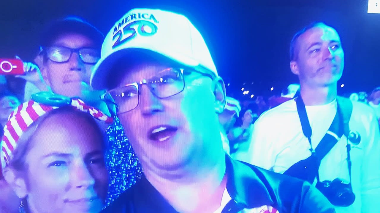 An absolutely thumb-faced fellow watches fireworks, July 4, 2026.