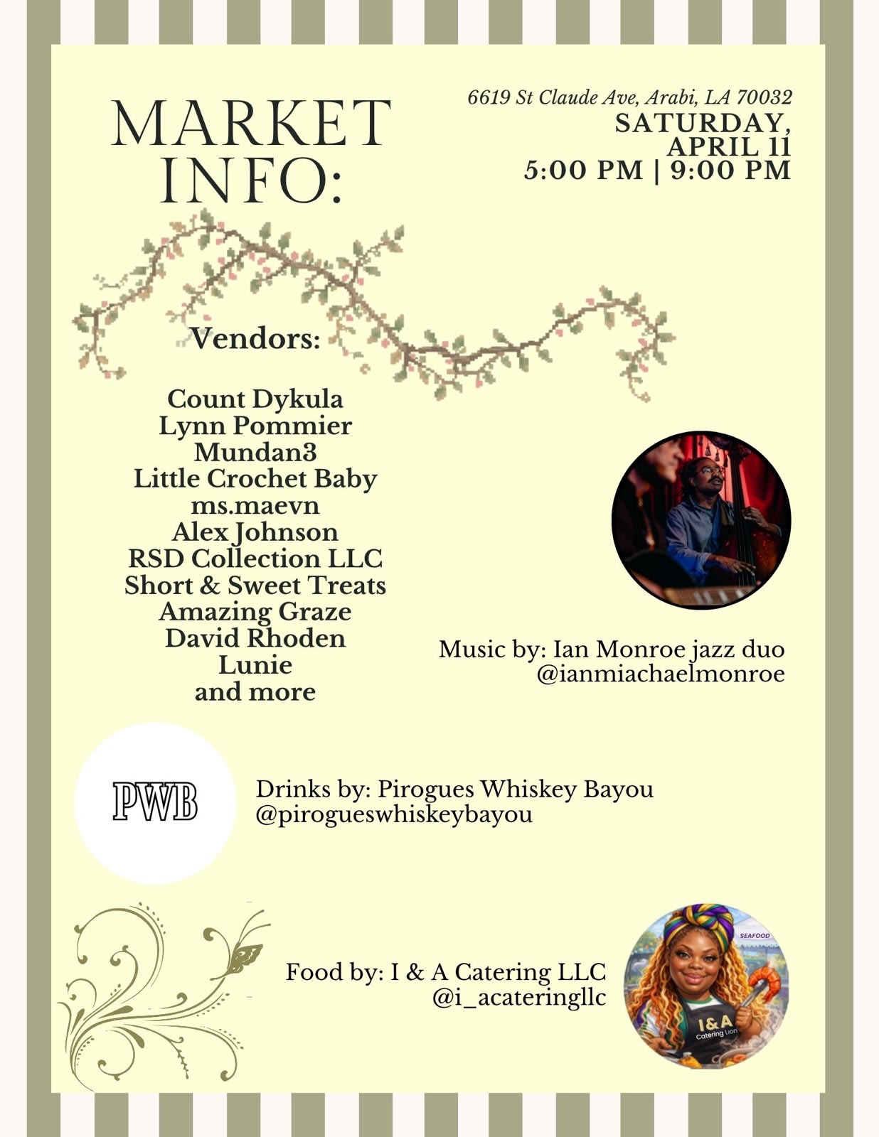 fact sheet for arts market in Arabi saturday April 11, 2026.
