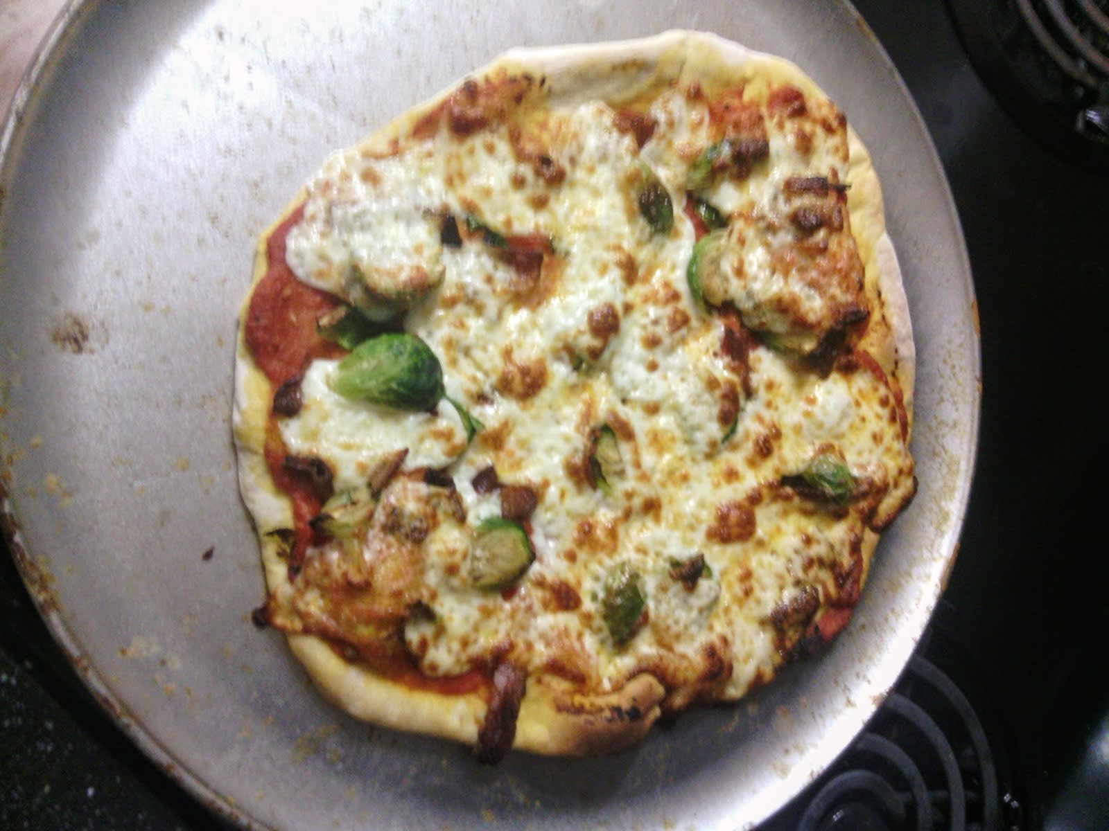 I made a pizza with brussels sprouts on it.