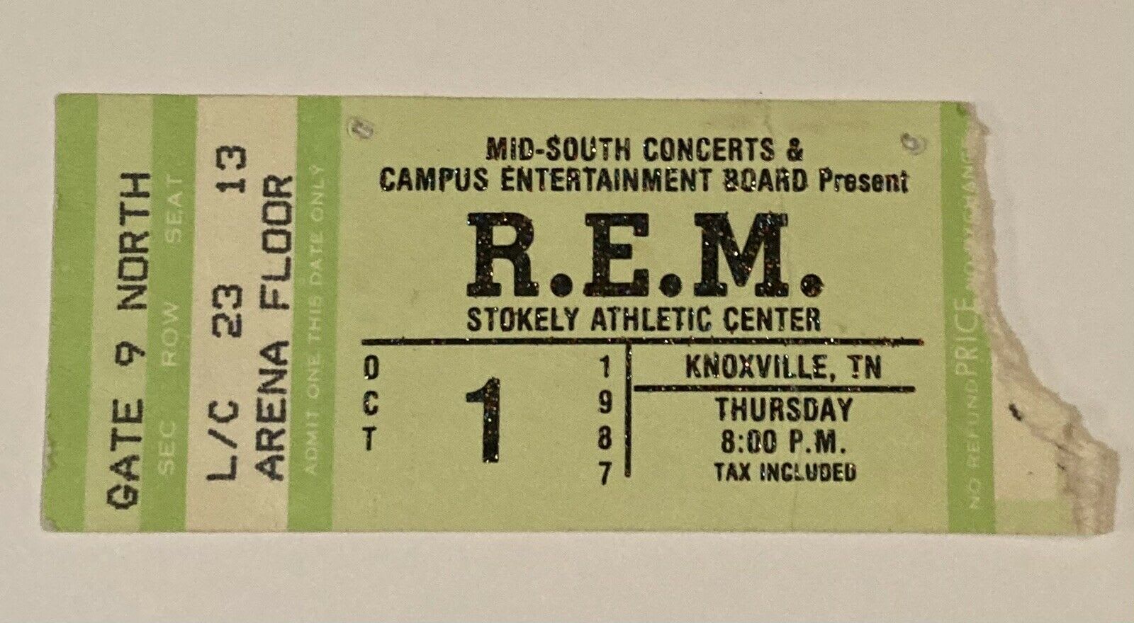 ticket stub from R.E.M. show ticket stub from R.E.M. show