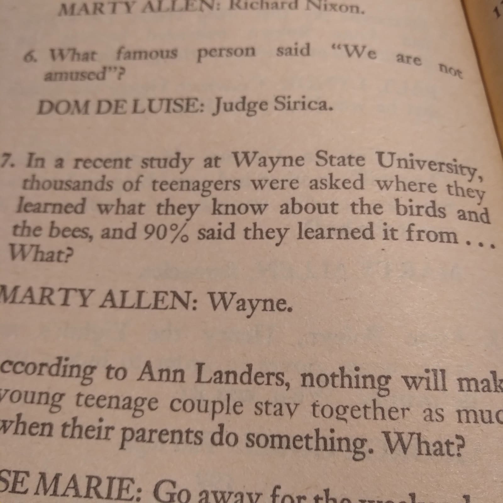 Zinger about Wayne
