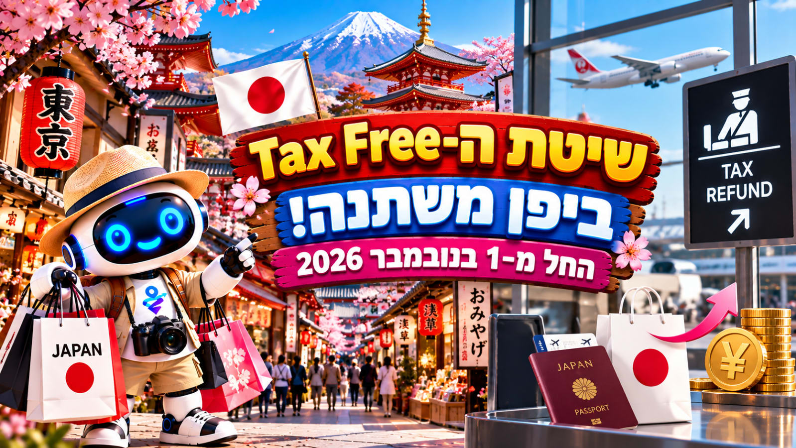 יפן משנה את ה־Tax Free: מה־1 בנובמבר משלמים מס בחנות ומקבלים אותו בחזרה ביציאה