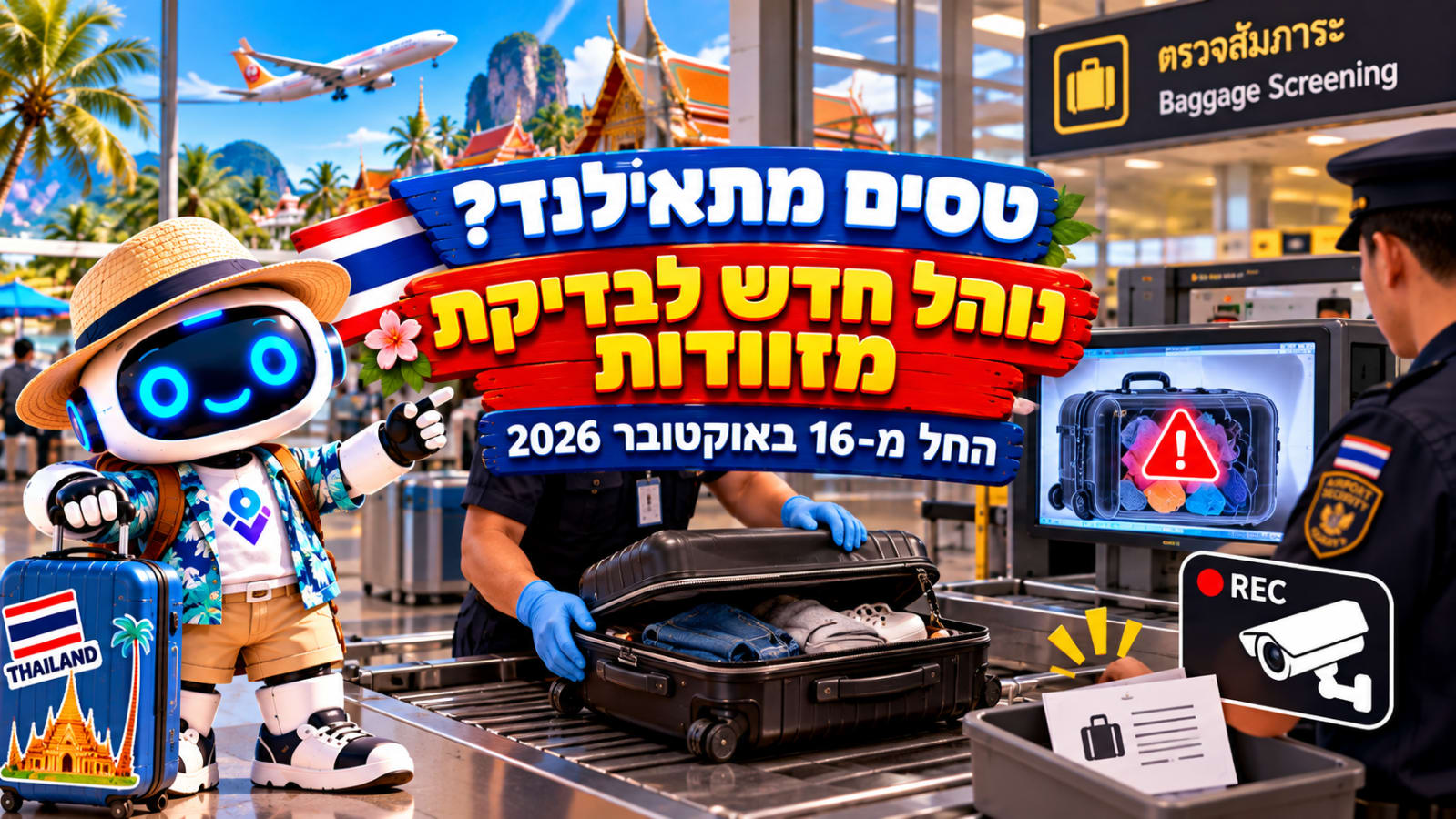 תאילנד משנה את בדיקות המזוודות: מה־16 באוקטובר יוכלו לפתוח אותן גם בלעדיכם
