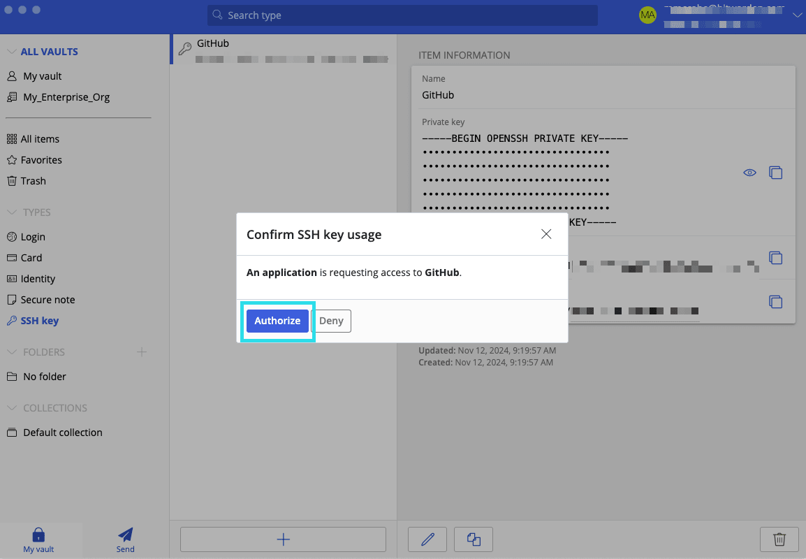 Authorize SSH with client