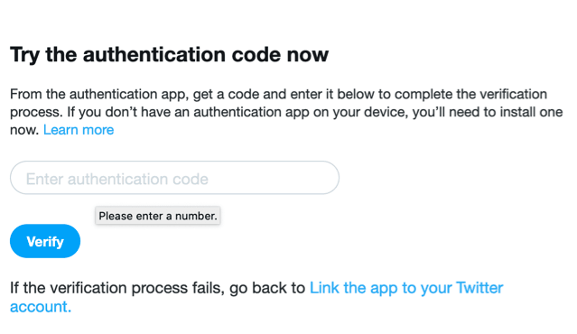 Enter into the Twitter website 6-digit token from your Bitwarden application