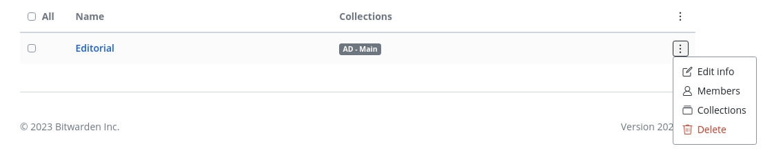  Figure 5 - The Group edit drop-down is where you can make changes to a Group