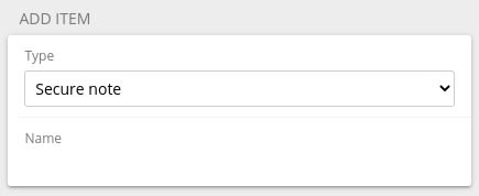 Figure 2: The Bitwarden item type drop-down.