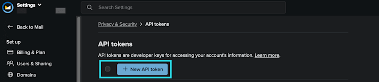 New API token