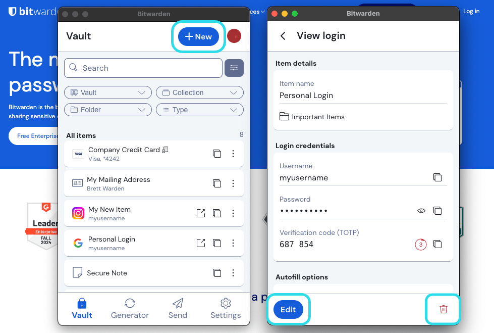 Vault Items | Bitwarden