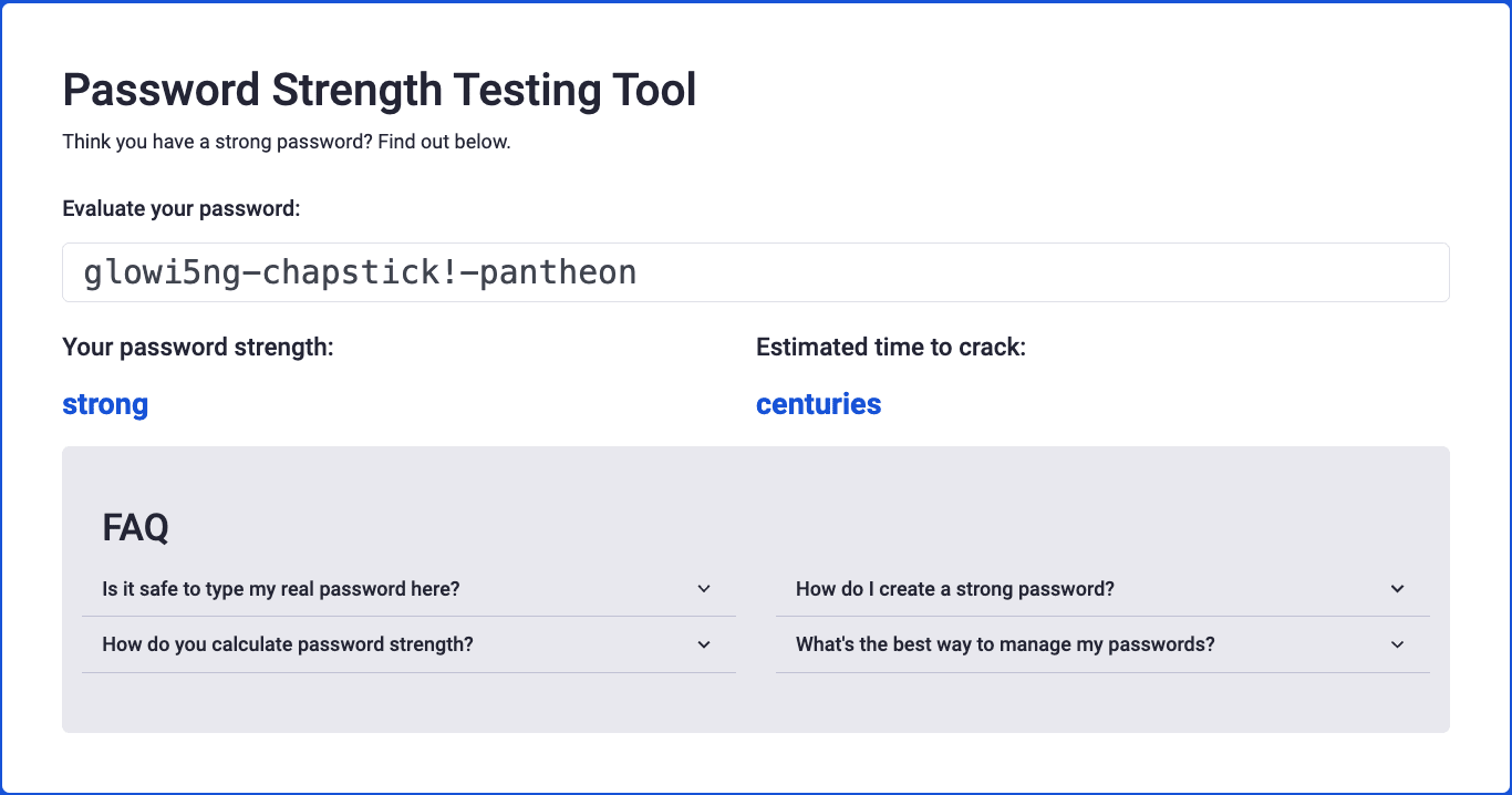 Password Strength Testing Tool