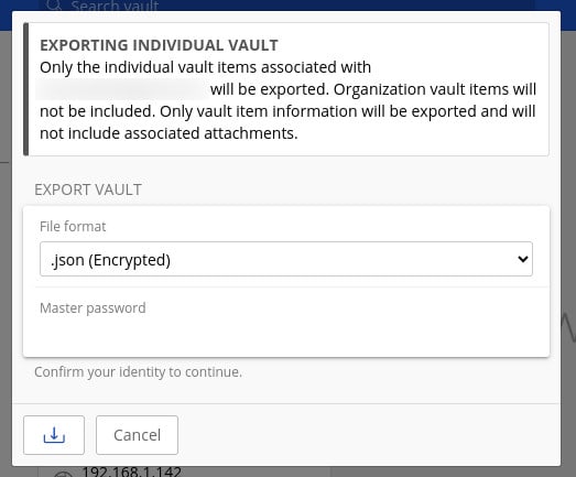 The encrypted JSON option is your best (safest) option for exporting your Bitwarden vault.