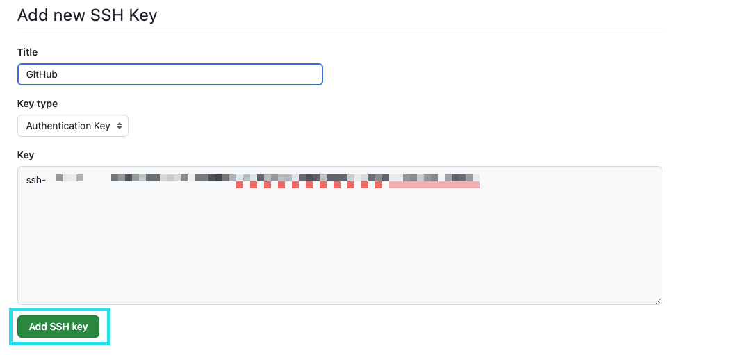 Create new GitHub key
