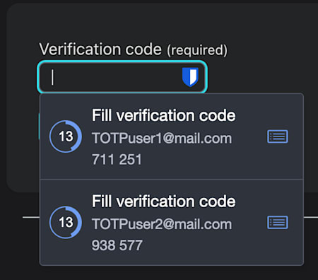 Inline TOTP autofill
