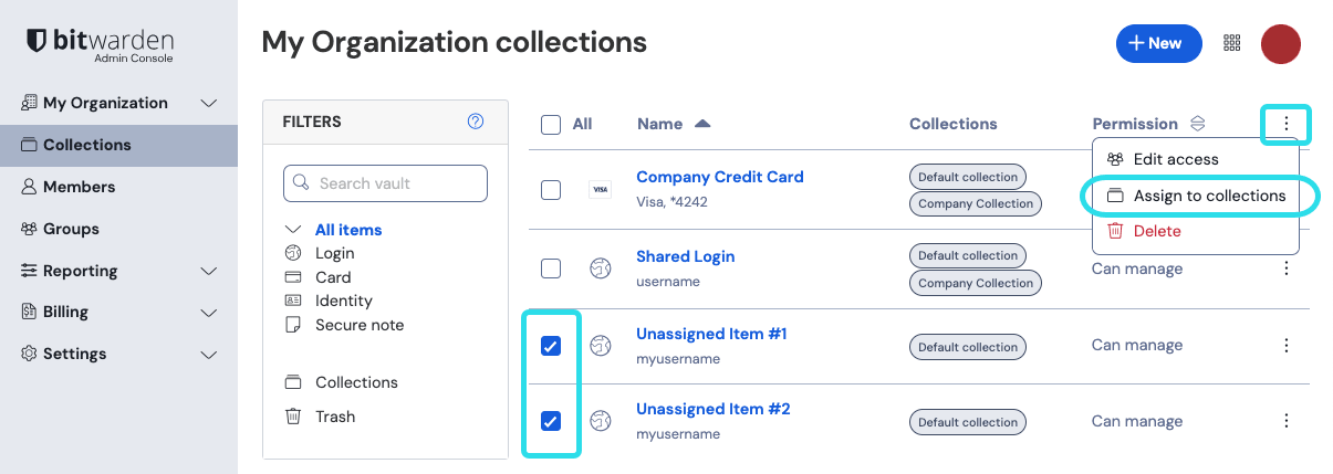 Assign to collections in bulk