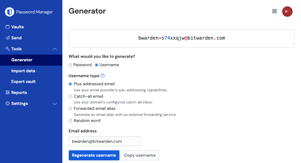 Web app username generator