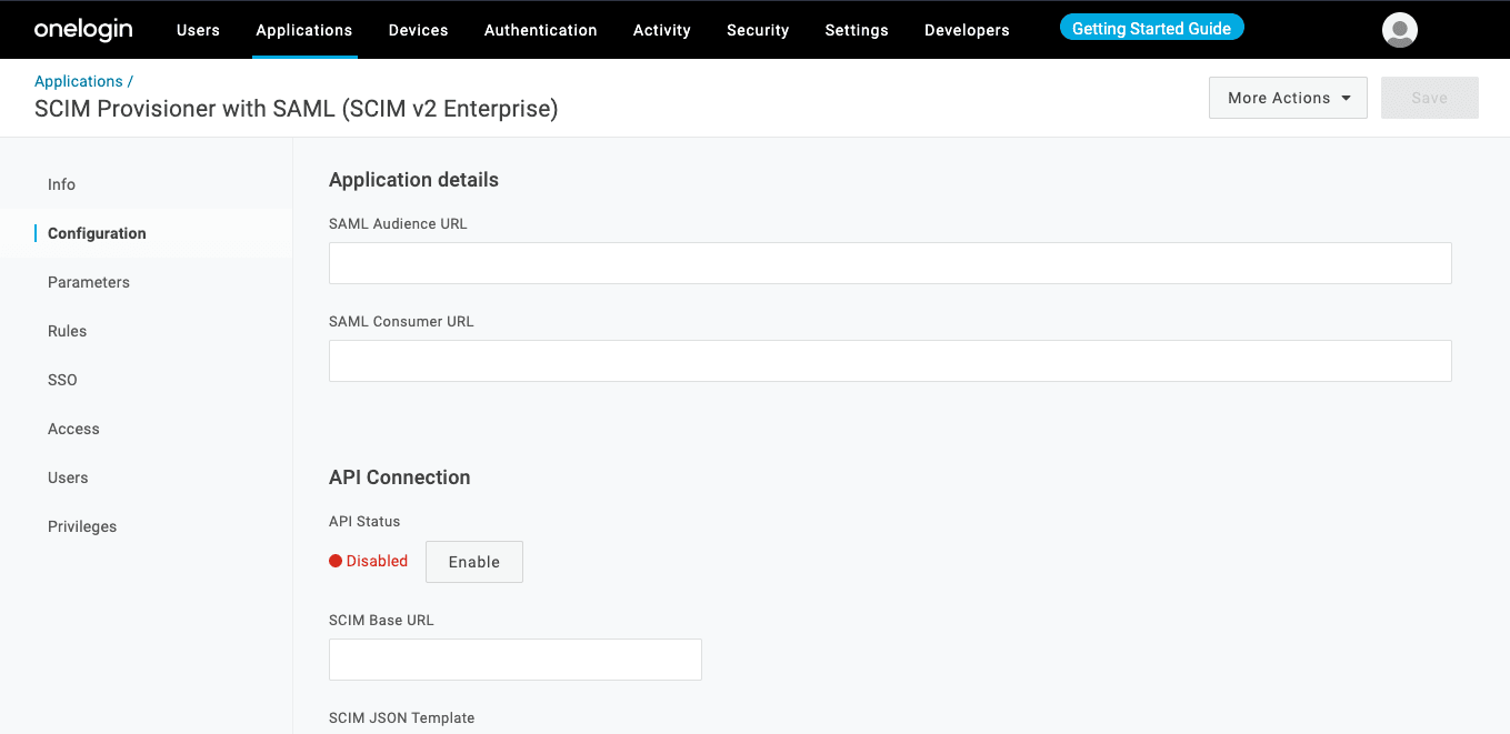 SCIM App Configuration