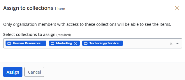 Assign a login to a collection.