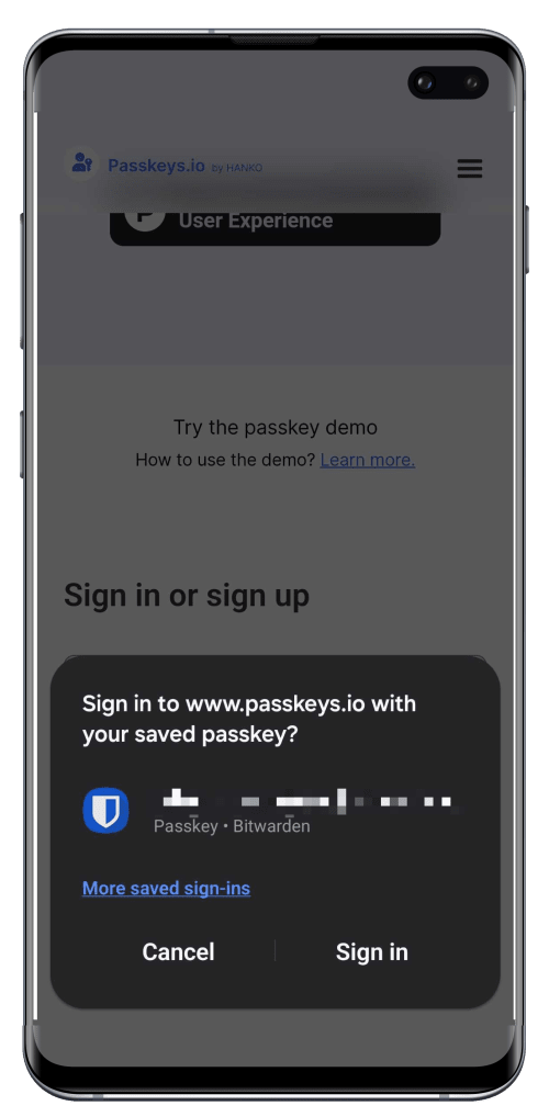 Sign in with passkey