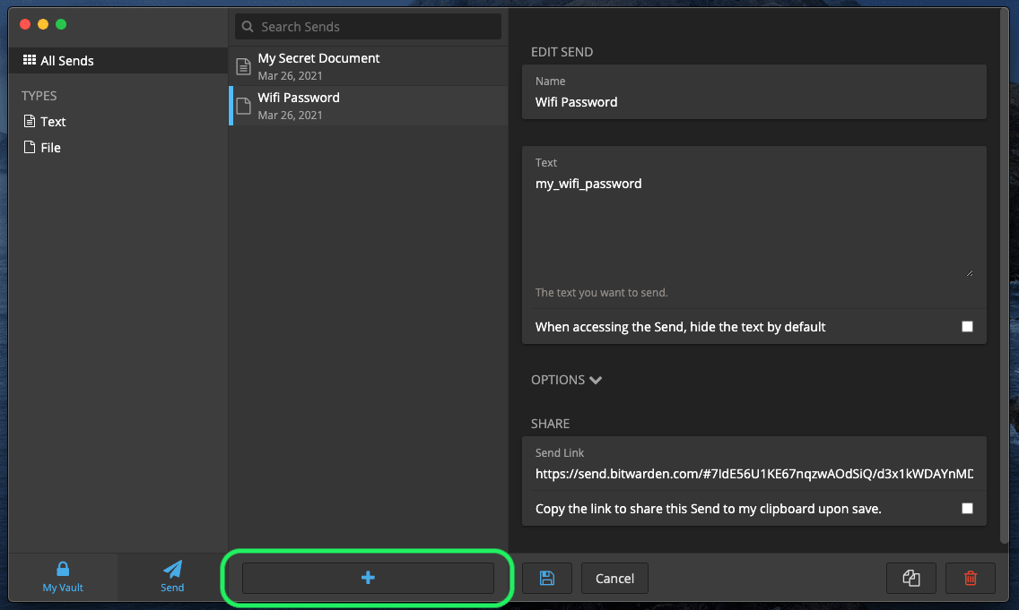 Send view in a Desktop App
