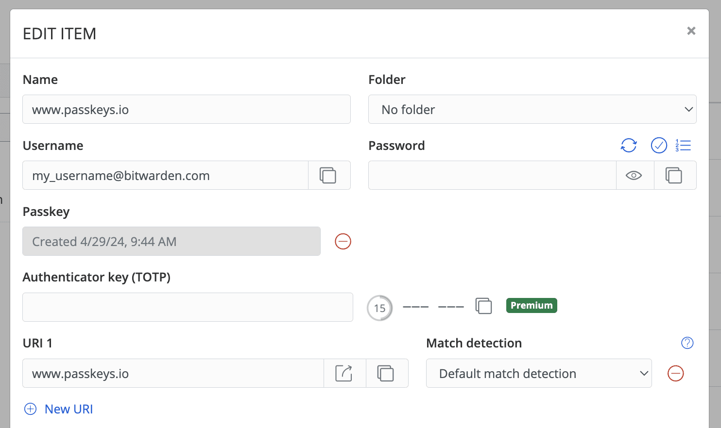 Passkey-Tresor-Gegenstand