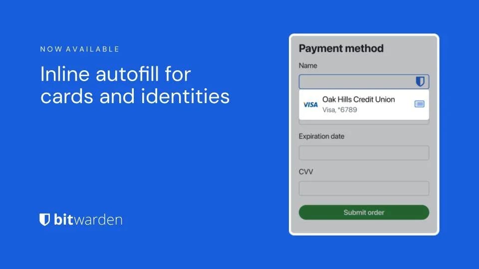Inline autofill for cards and identities added to menu.