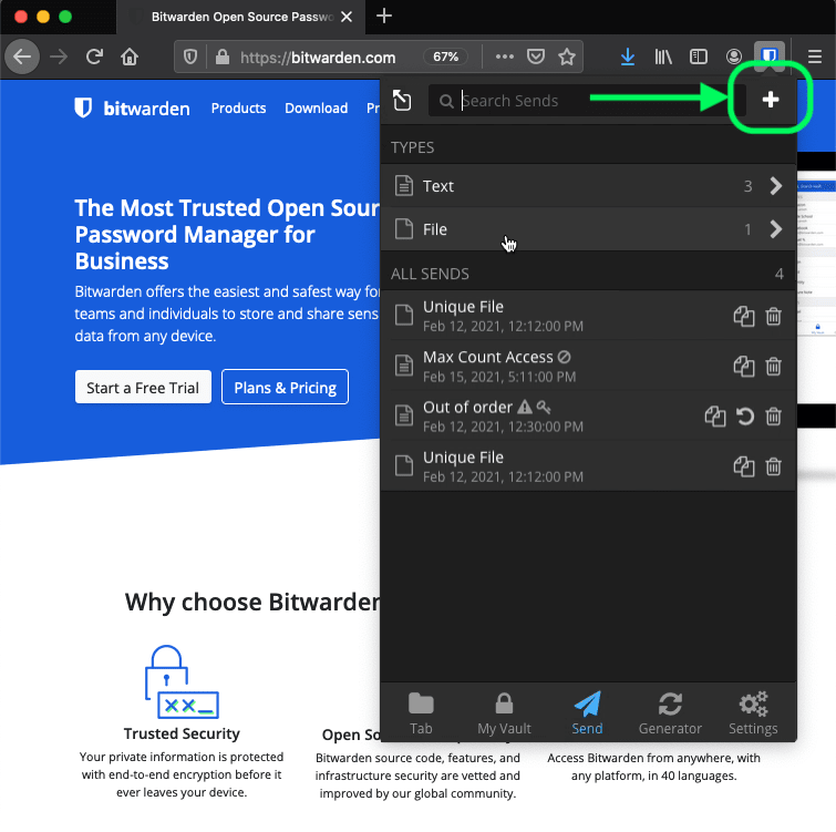 Send View in a Browser Extension