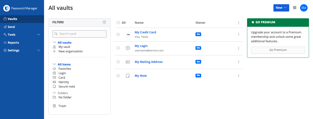 Application web de gestionnaire de mots de passe