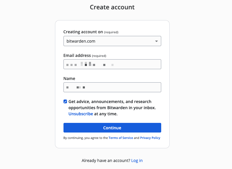 Create your account