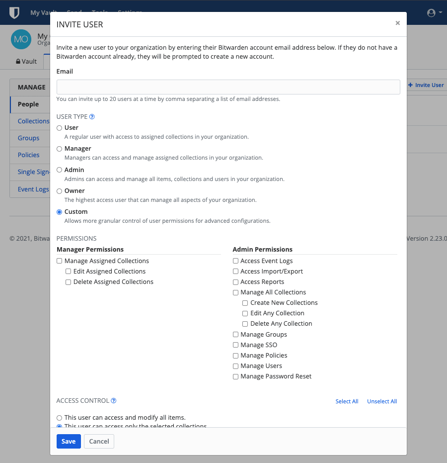 Updates to the Custom User options - More granular permissions allow for flexibility in creating roles