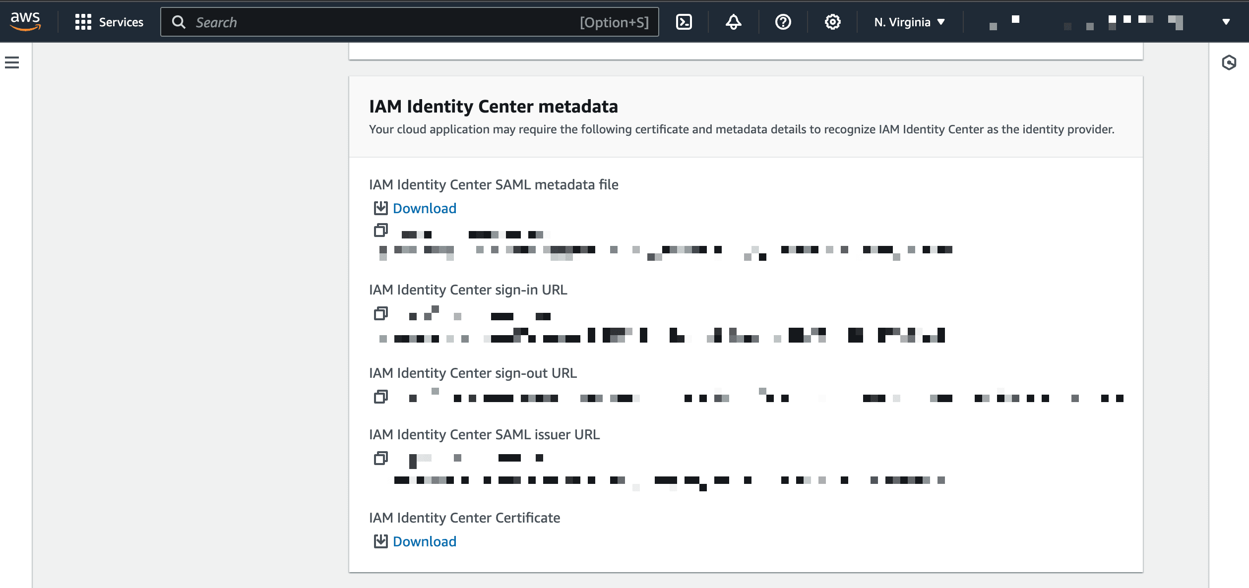 AWS SSO metagegevens 