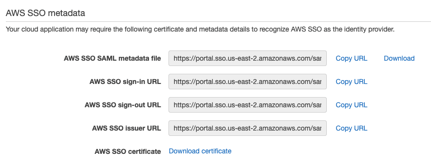 AWS SSO Metadata 