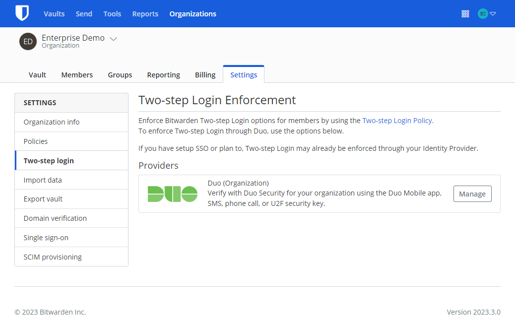 Two-step Login Enforcement