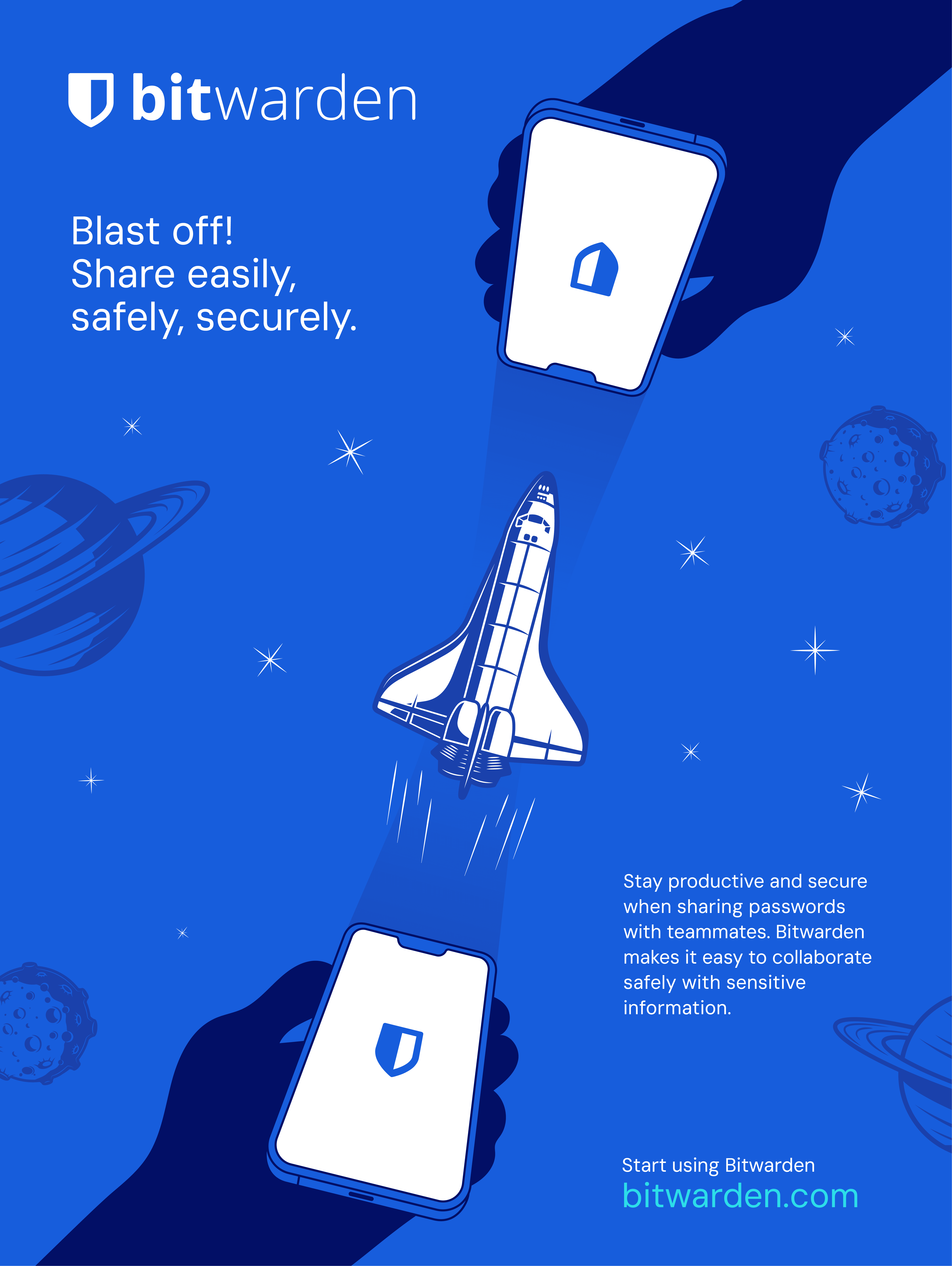 Blast off! Share easily, safely, securely.