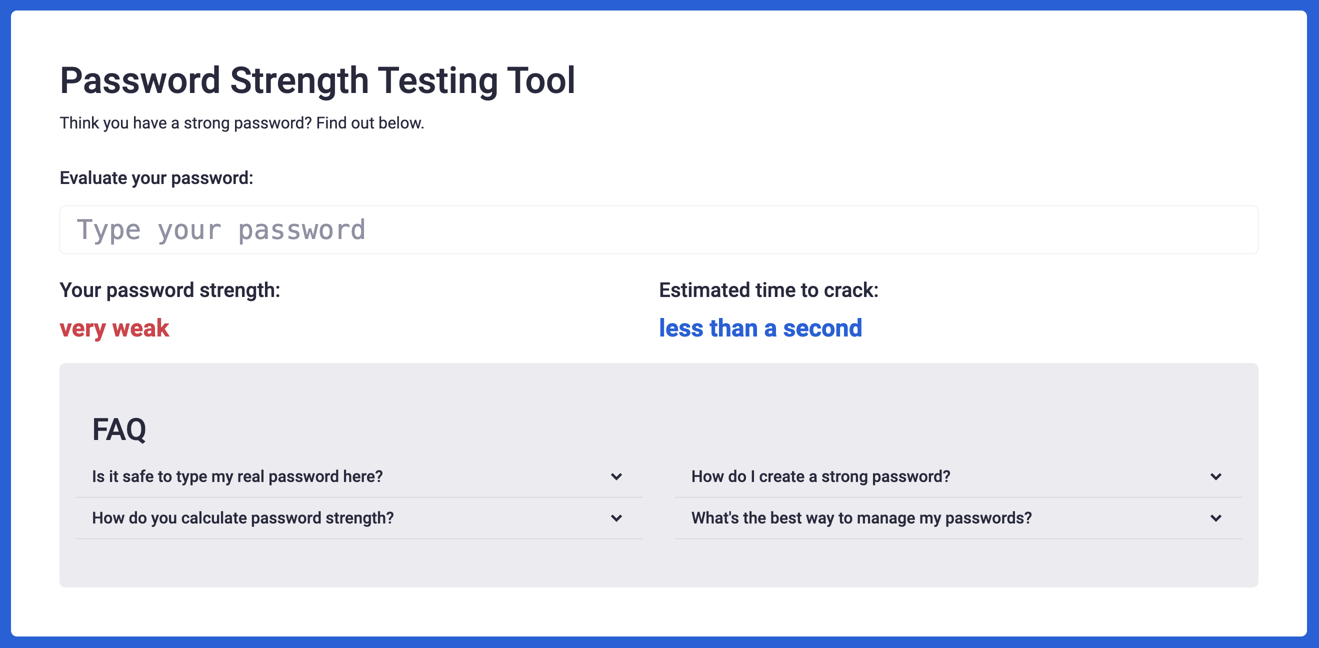 Bitwardens Passwortstärke-Tester