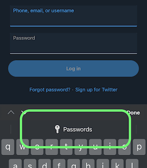 Tap Passwords in iOS