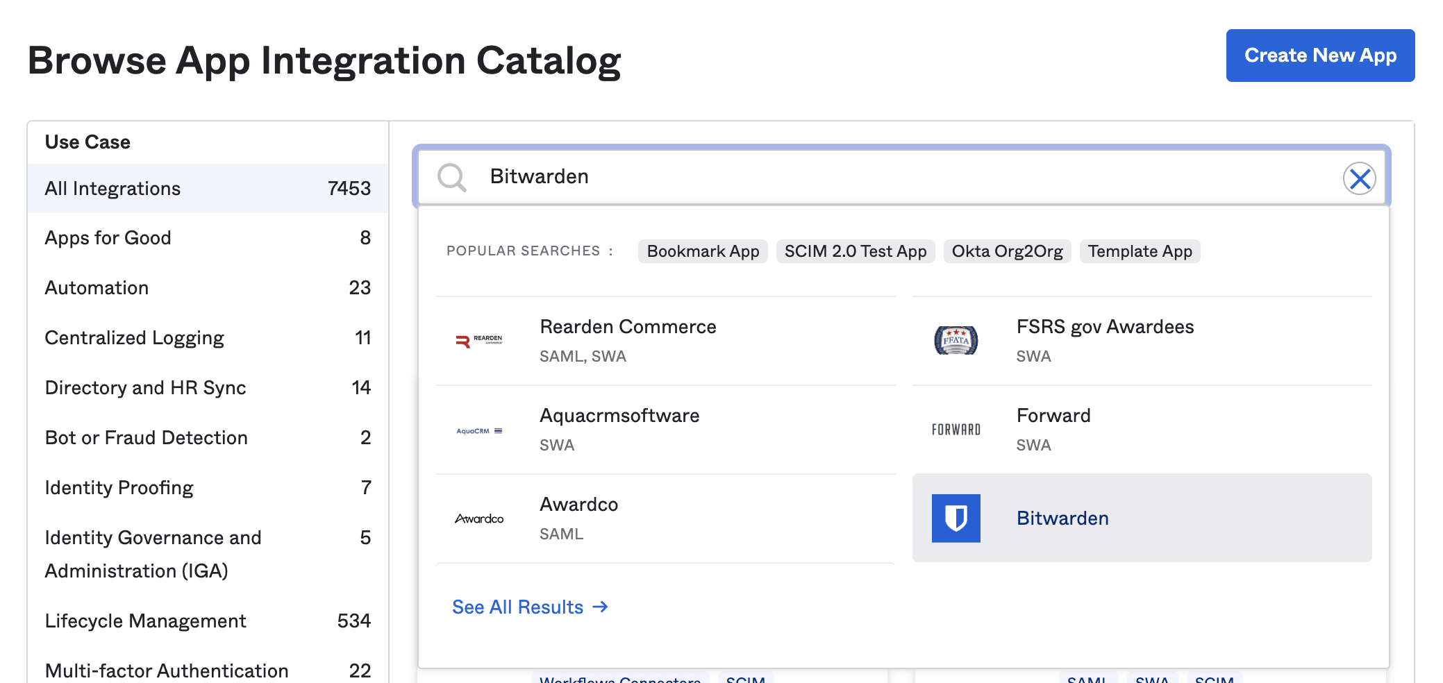 Application Bitwarden Okta