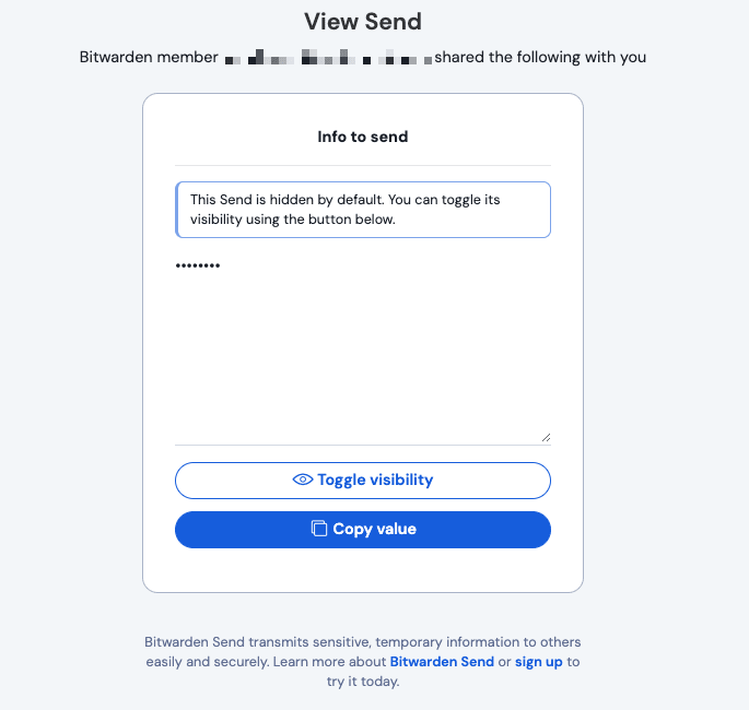 Receiving a hidden-text Send