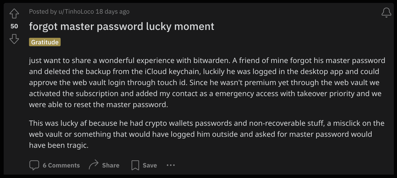 forgot master password