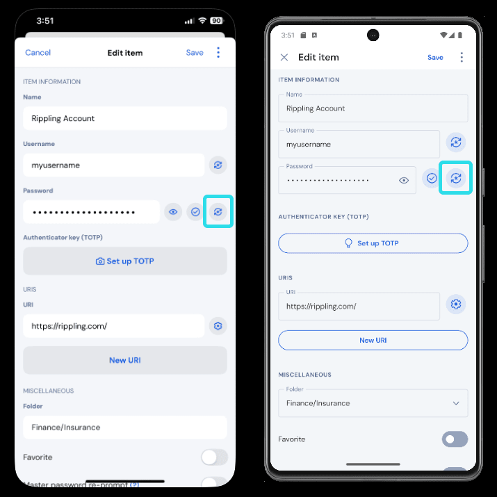 Password generator on mobile