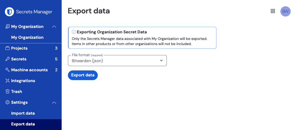 Export data