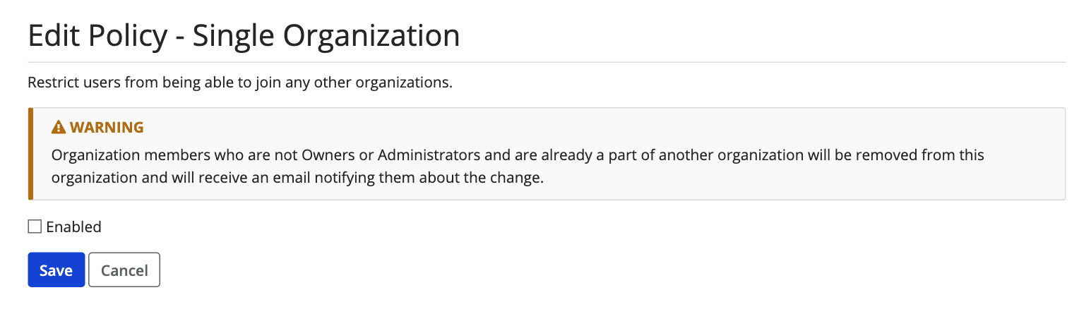 This configuration involves restricting a user to belong to a Single Organization and requiring a user to use Login with SSO to access Bitwarden