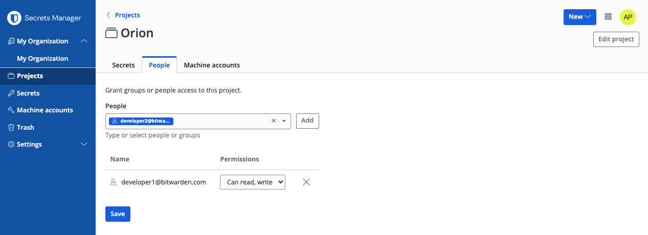 Ajouter des personnes à un projet