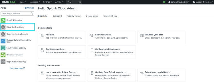 Bitwarden en el tablero de Splunk