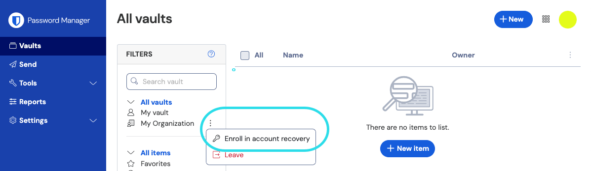 Enroll in account recovery